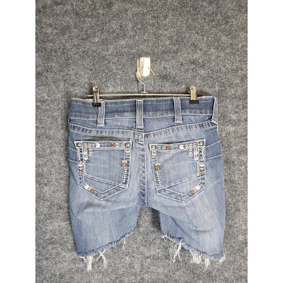 Ariat REAL Denim Shorts Womens 26R Blue Distressed Cut Off Frayed Western - Picture 6 of 10